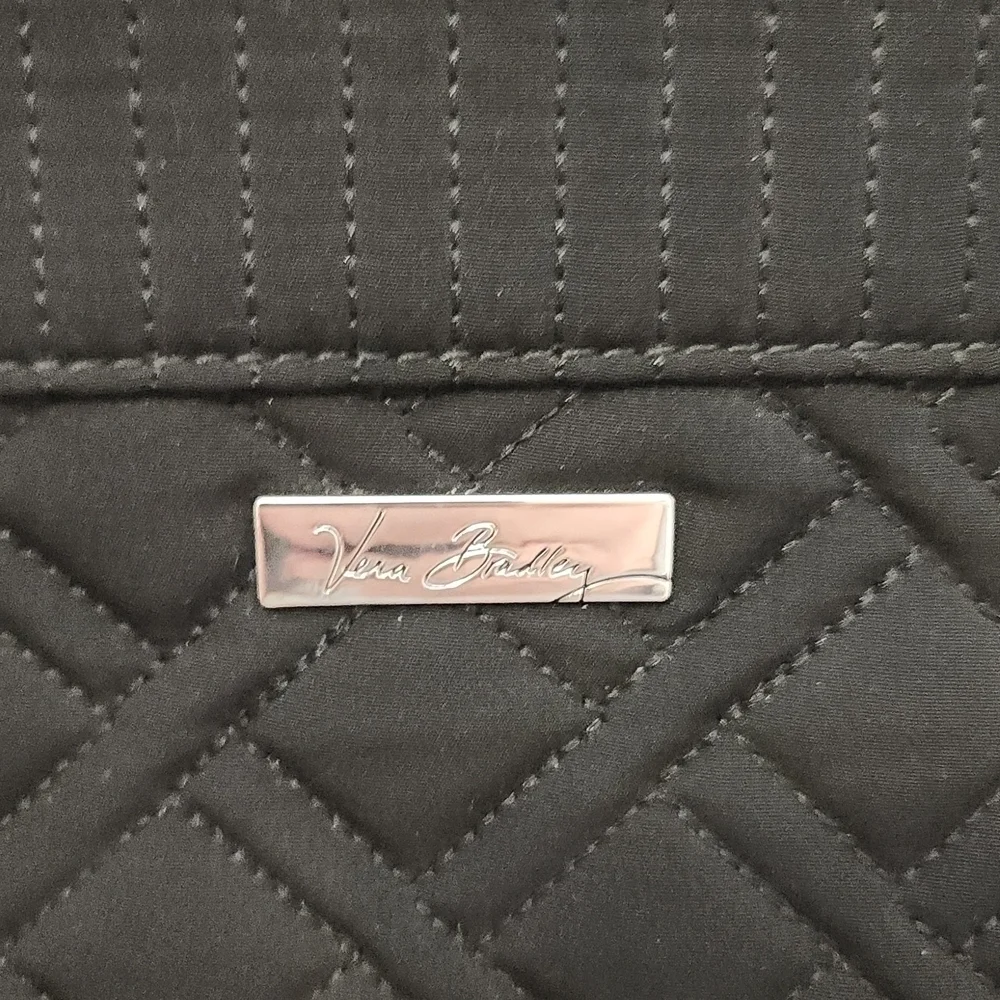 Vera Bradley Purse Tote Quilted Black Yellow